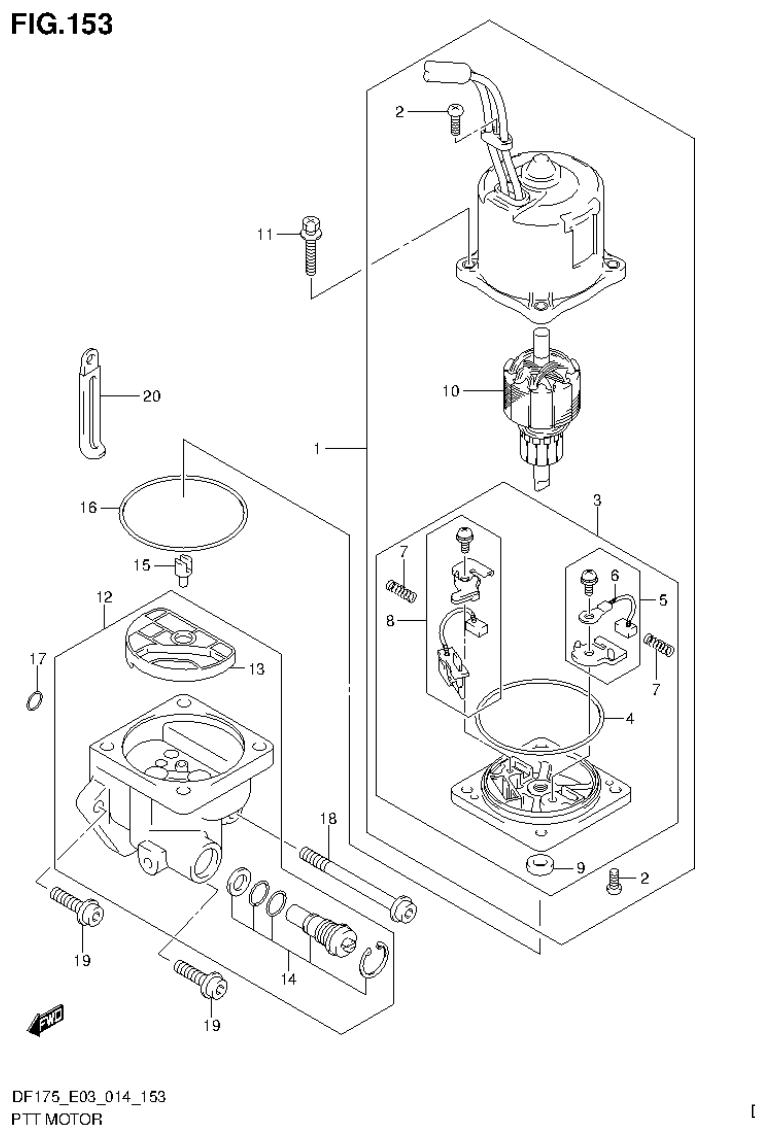 Suzuki DF175ZG PTT MOTOR parts diagram